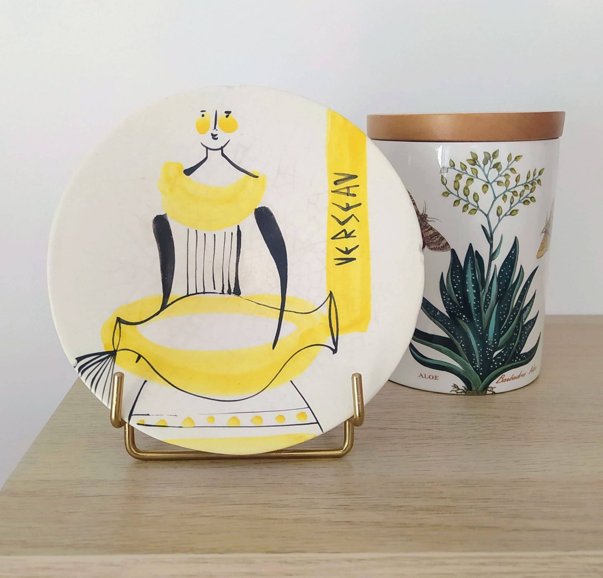 Roger CAPRON - Signed - Empty Pocket Dish "AQUARIUS" Zodiac Astrology