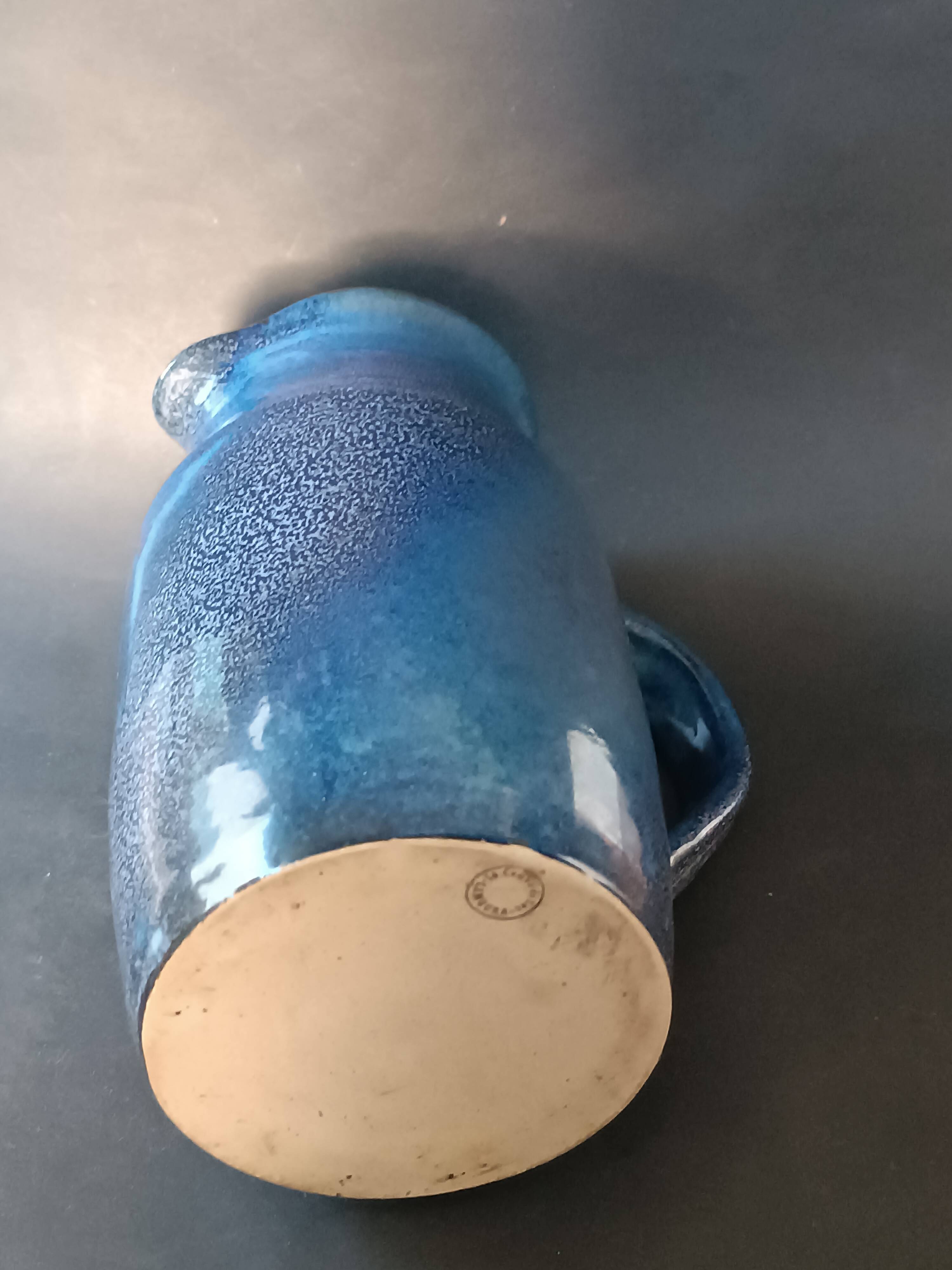 Blue stoneware jug La Combe du Lac Lamoura