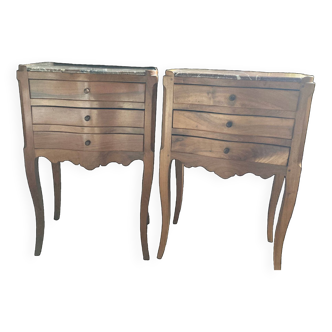 Pair of 3-drawer bedside tables from the 18th century