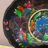 Mid-century hand-painted floral decorative tray / catchall 49 cm / 33 cm
