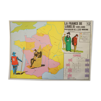 Affiche scolaire histoire /géographique sous Louis XI recto, la guerre de 100 ans verso