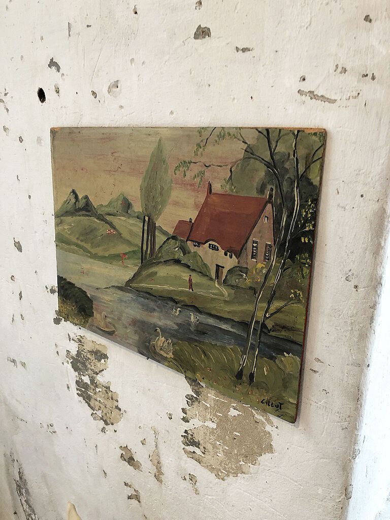 Paint oil on wood "swans"