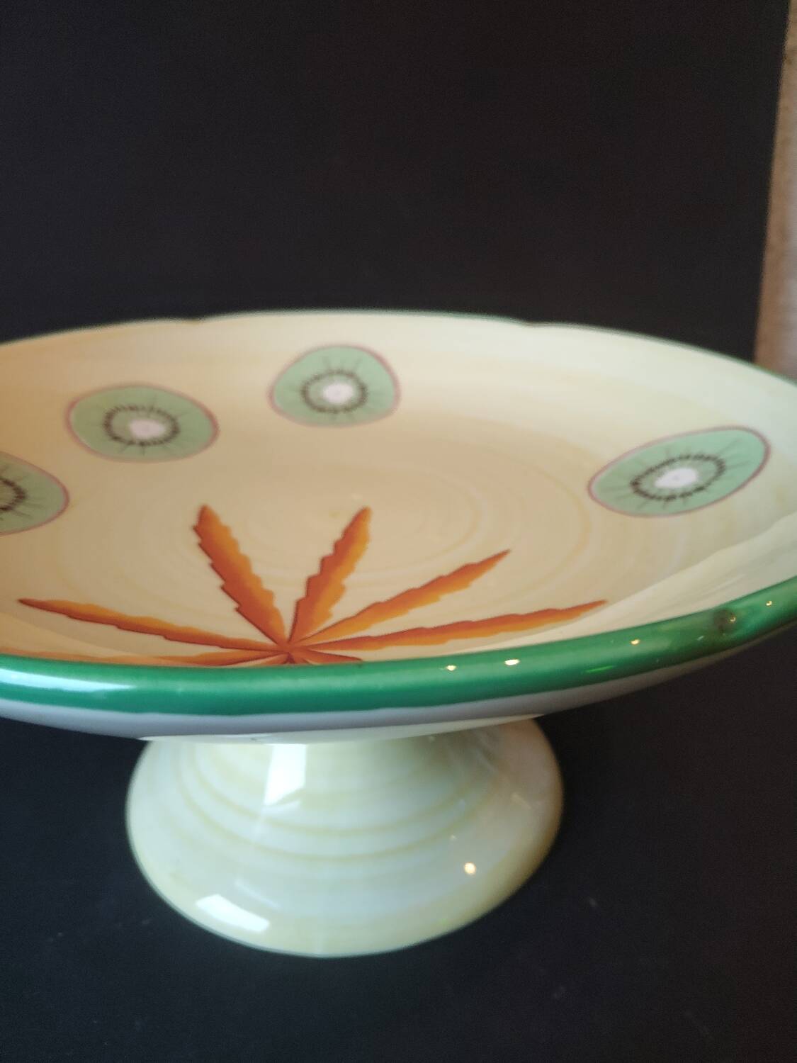 Vintage Lunéville compote dish with exotic fruit decoration from the 1960s.