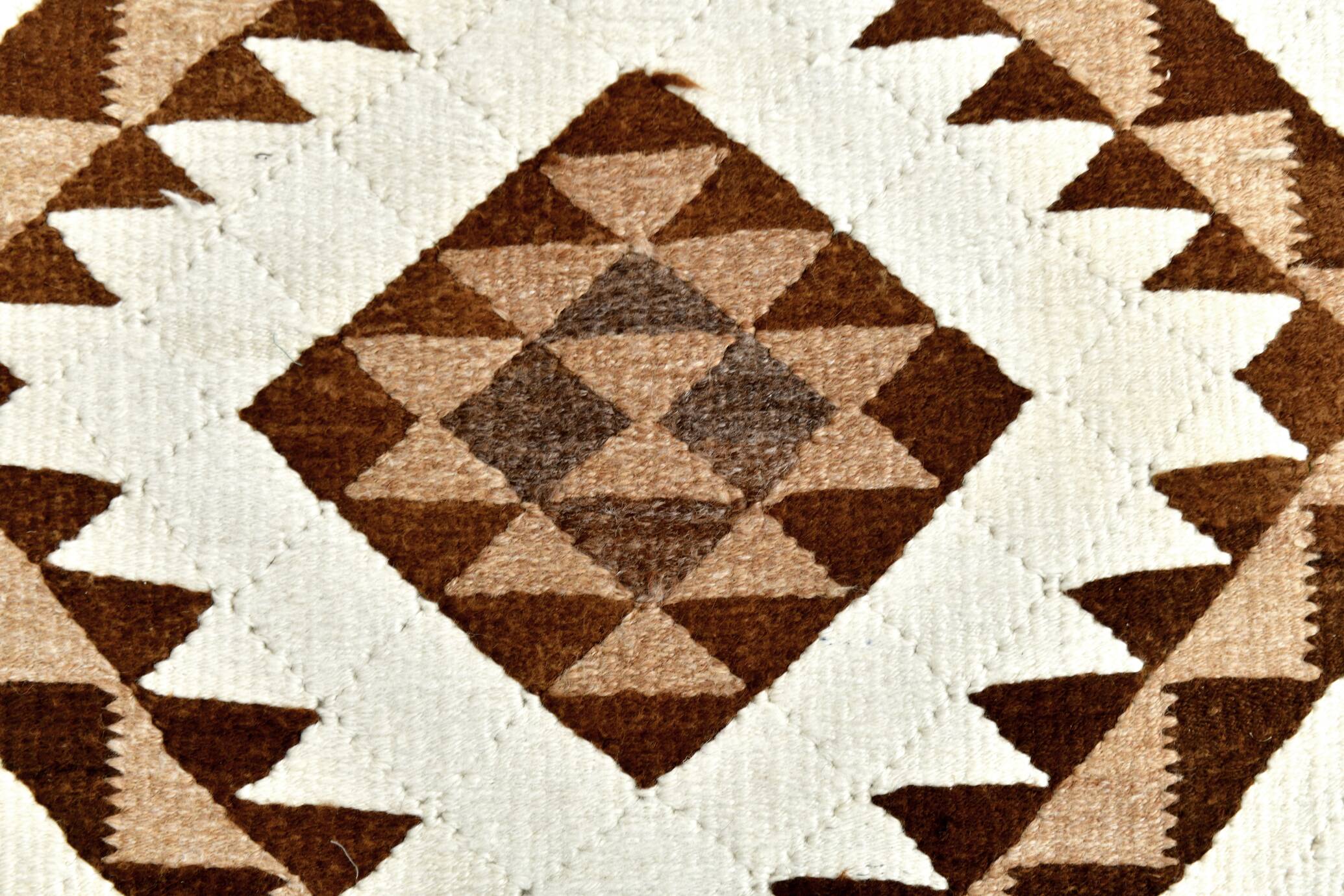 3x12 Geometric Beige & Brown Kilim Runner Rug, 102x357Cm