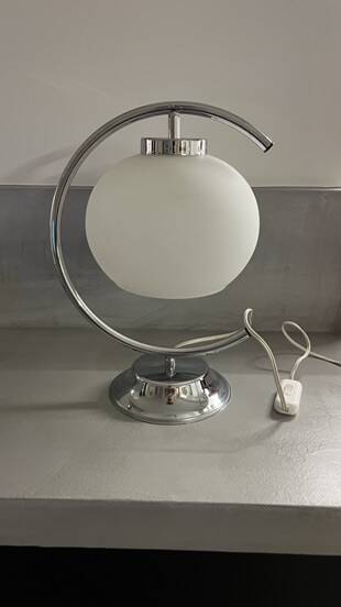Glass and metal designer lamp
