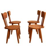 Set of 4 pine chairs by Torsten Claesson, Sweden circa 1950