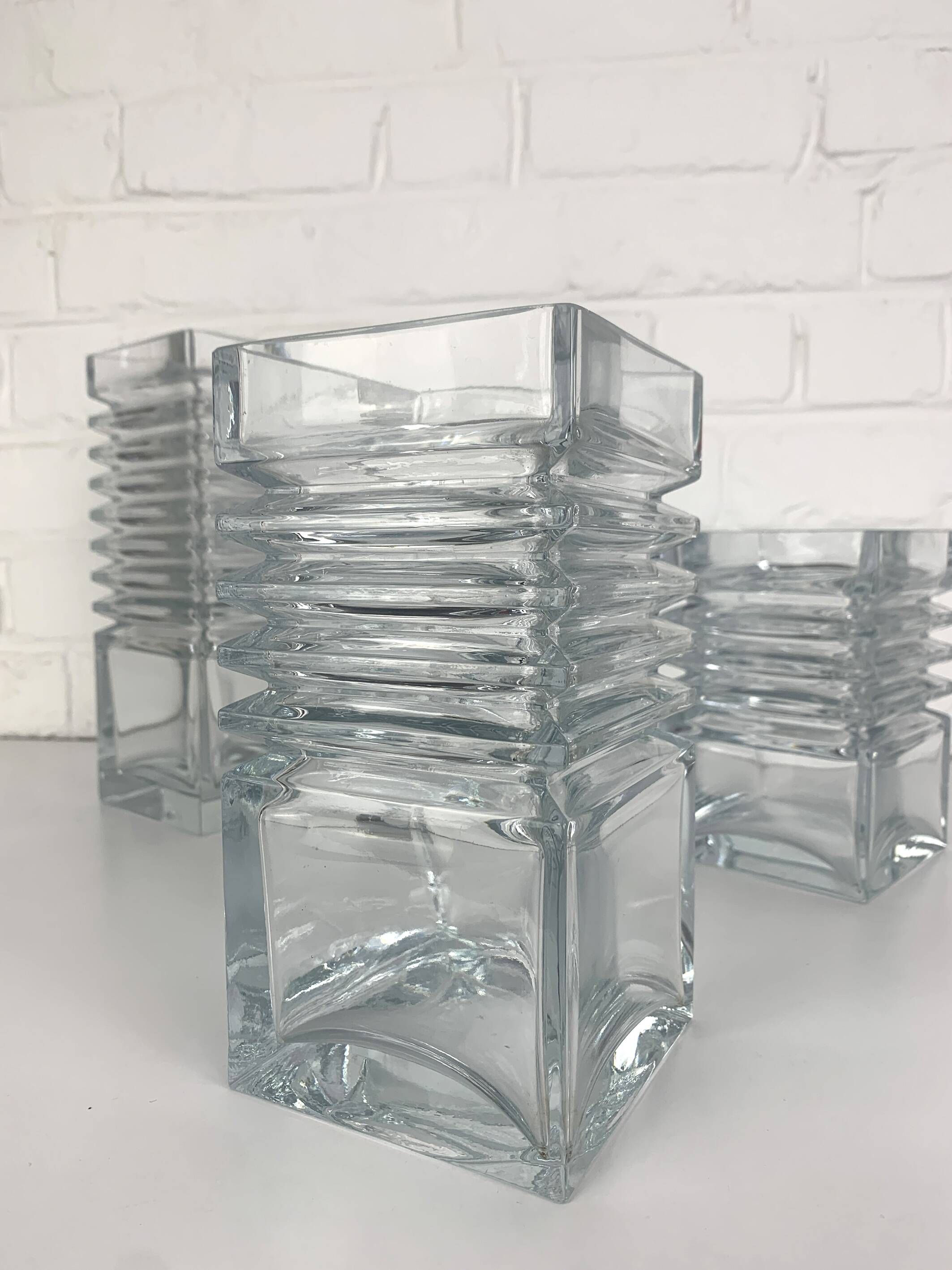 Set of 3 Harmonikka Glass Vases, Tamara Aladin, Riihimäki Lasi Oy, Finland