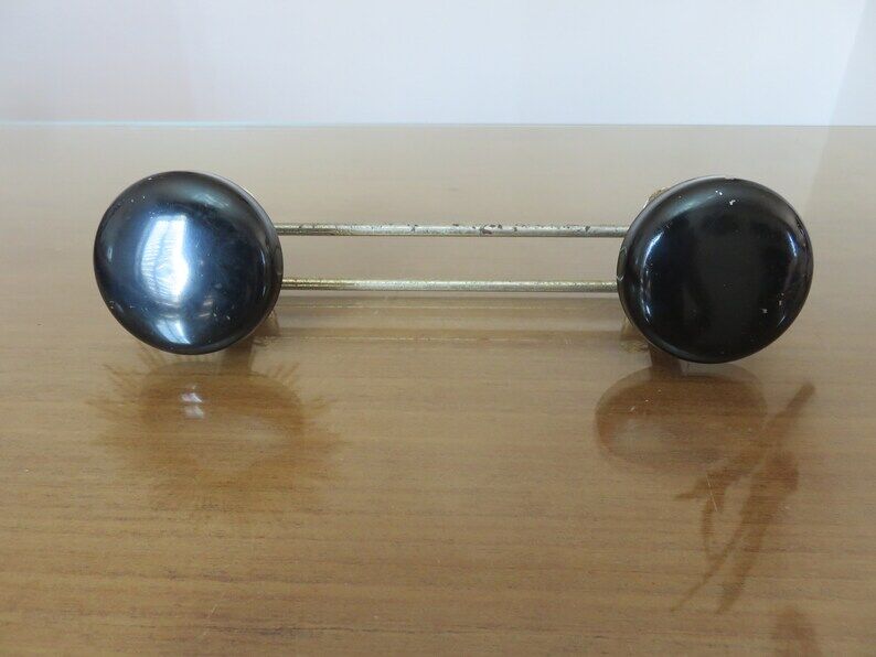 Coat rack 2 patères metal gilded and black 50s 60s