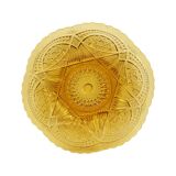 Vintage Art Déco Plat Fruit Bowl Ambre Pressé Verre Fait en Belgique