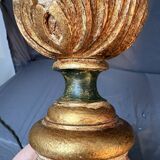 Vintage Art Deco Pineapple Lamp Base in Wood & Gold