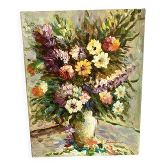 Huile sur toile « bouquet vitaminé «