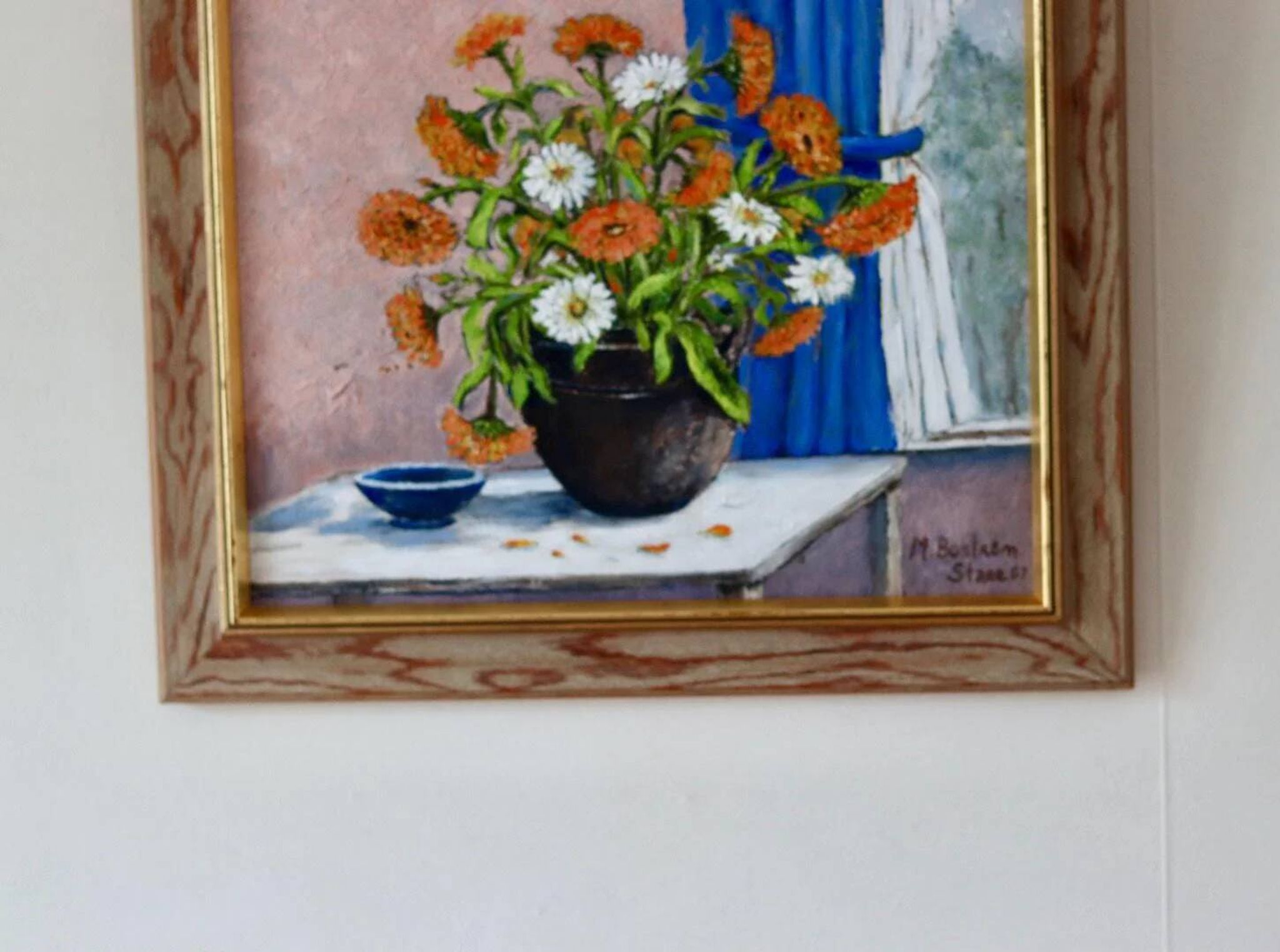 Oil on Swedish canvas, "Floral Pattern", M Boström Stare