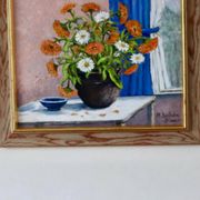 Oil on Swedish canvas, "Floral Pattern", M Boström Stare