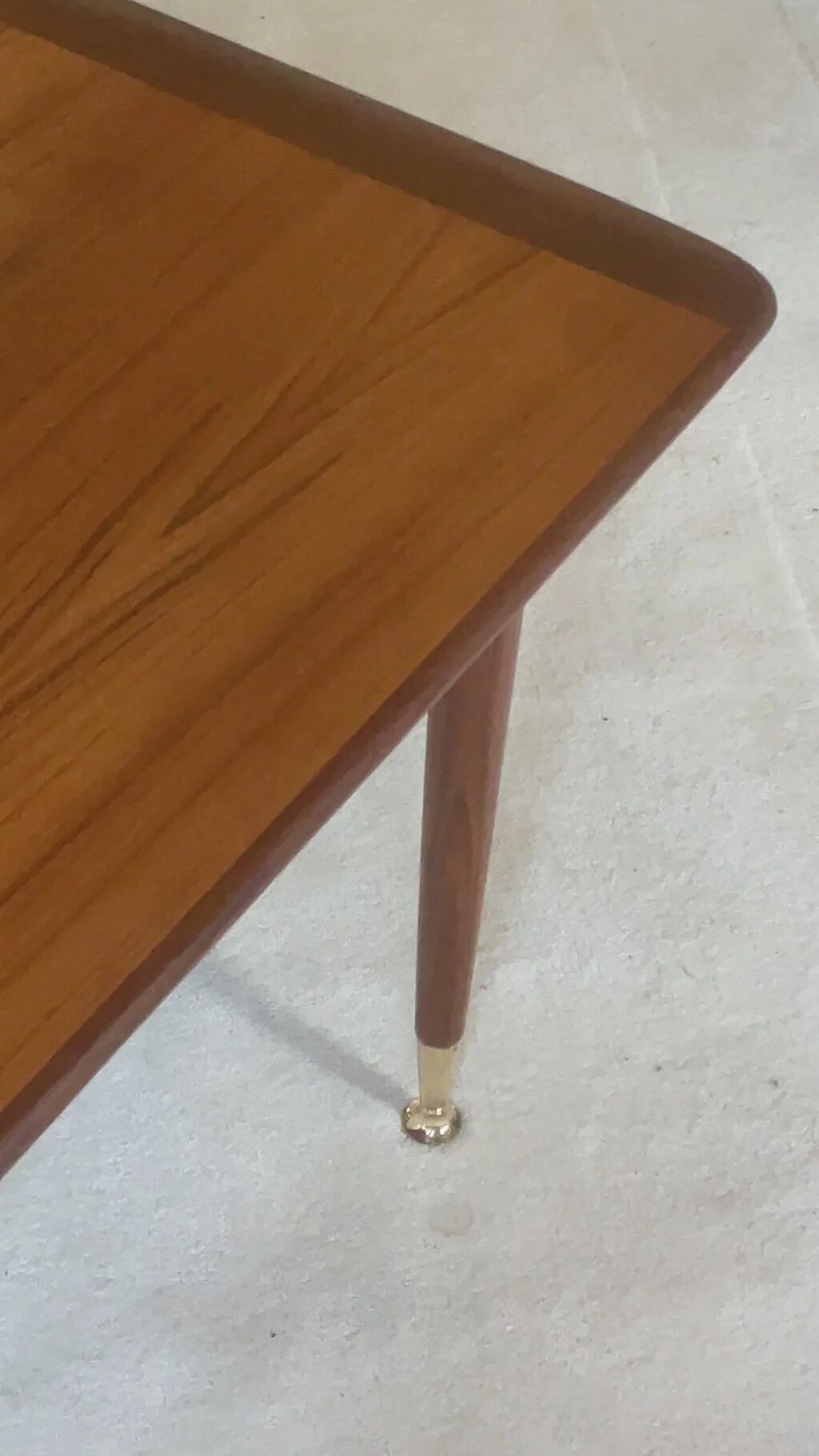 Mid-century modern teak coffee table with brass feet, Sweden circa 1960