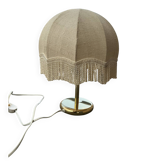 Lampe de table vintage à abat-jour à franges – laiton doré – années 70
