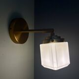 Vintage art deco globe wall lamp in white opaline