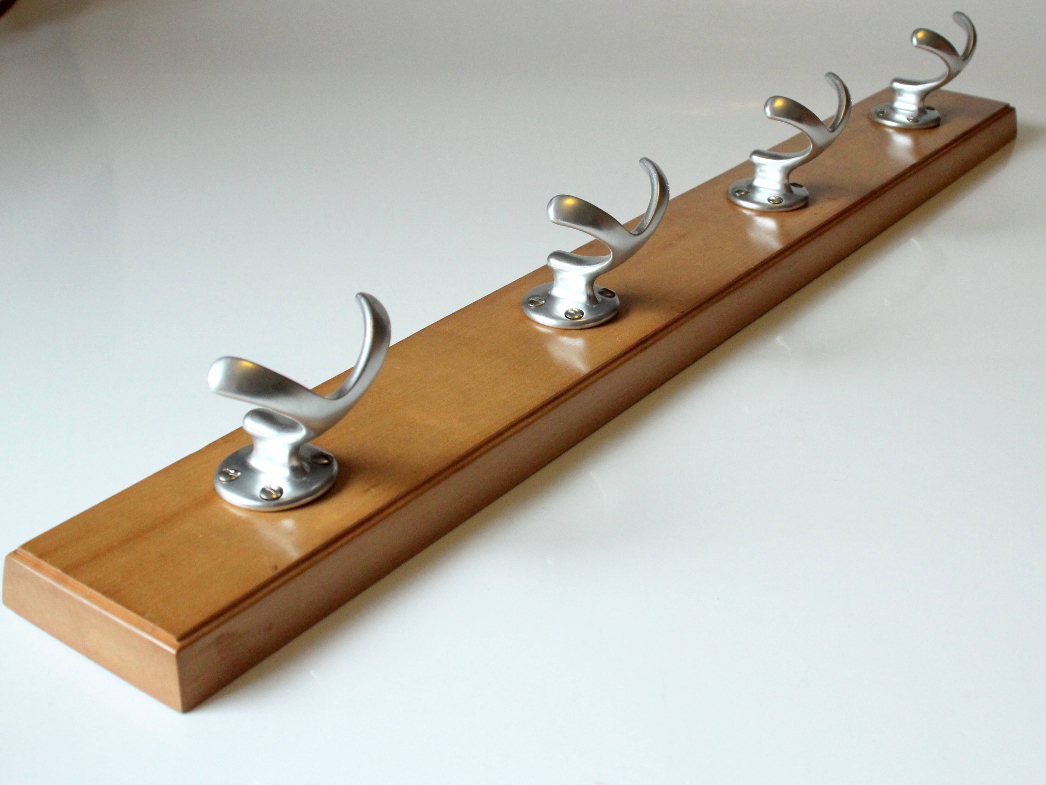 Solid wooden coat door, coat rack with 4 hooks