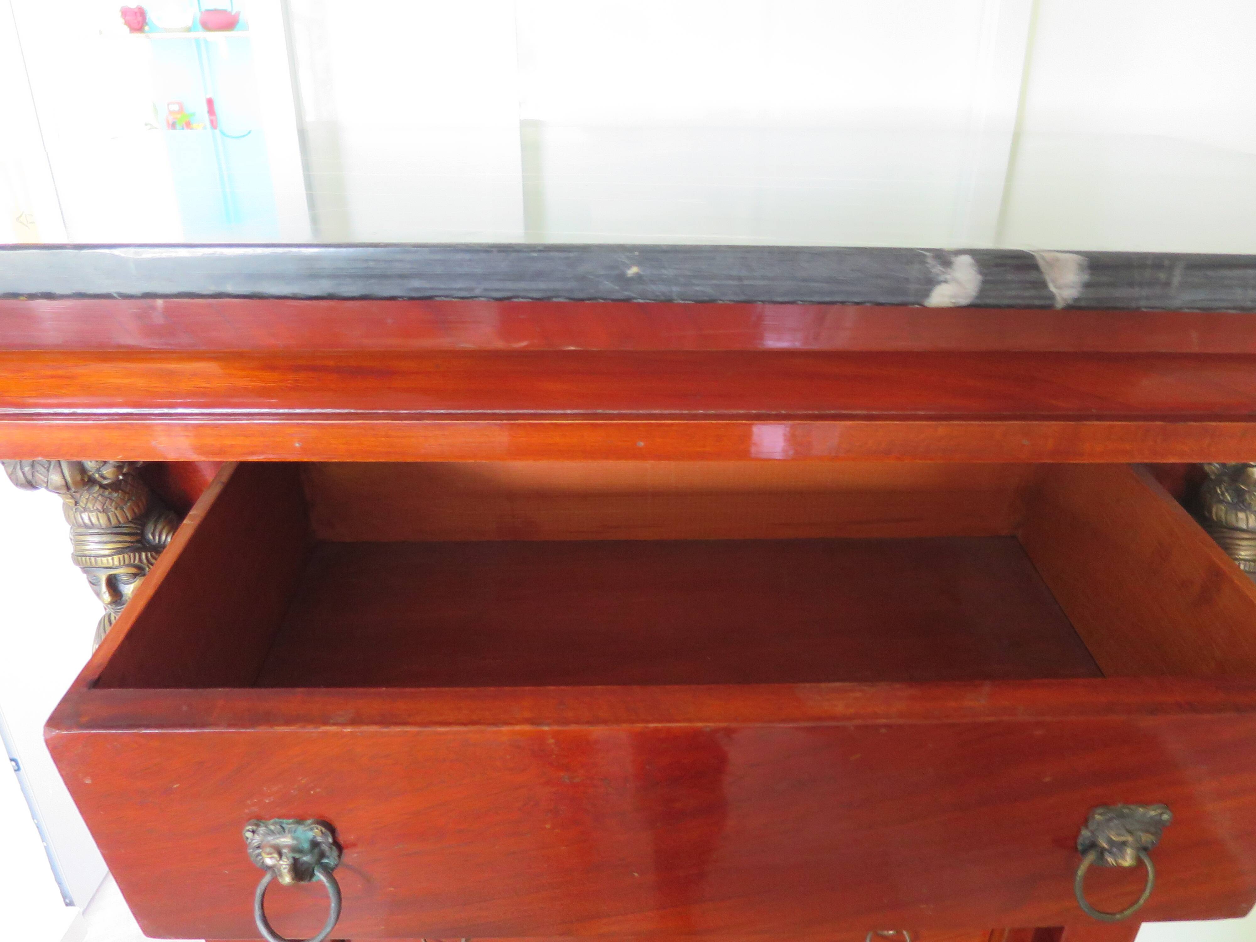 Antique Weekly Planner/Empire Style Commode-Caryatid-Patinated Bronze - 1950