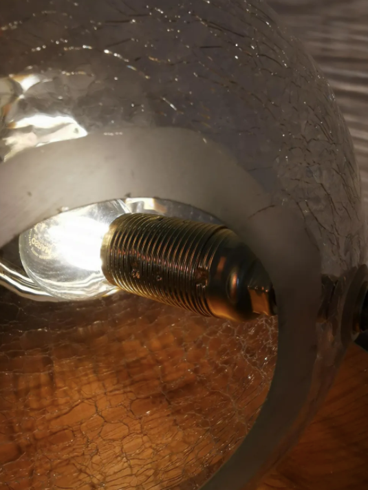 Vintage globe table lamp in molded glass