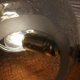 Vintage globe table lamp in molded glass