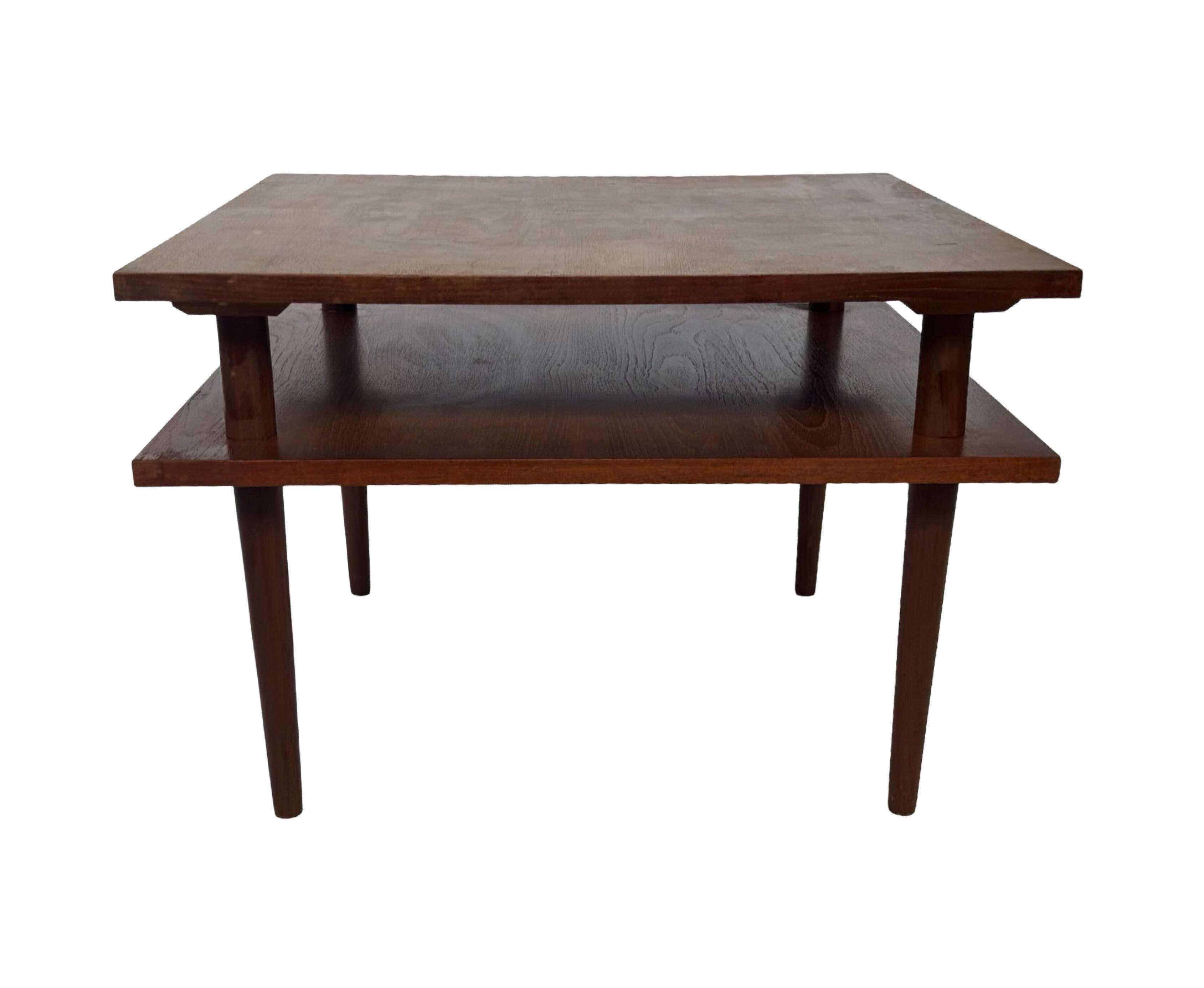 Vintage square coffee table in teak veneer, 1960s design