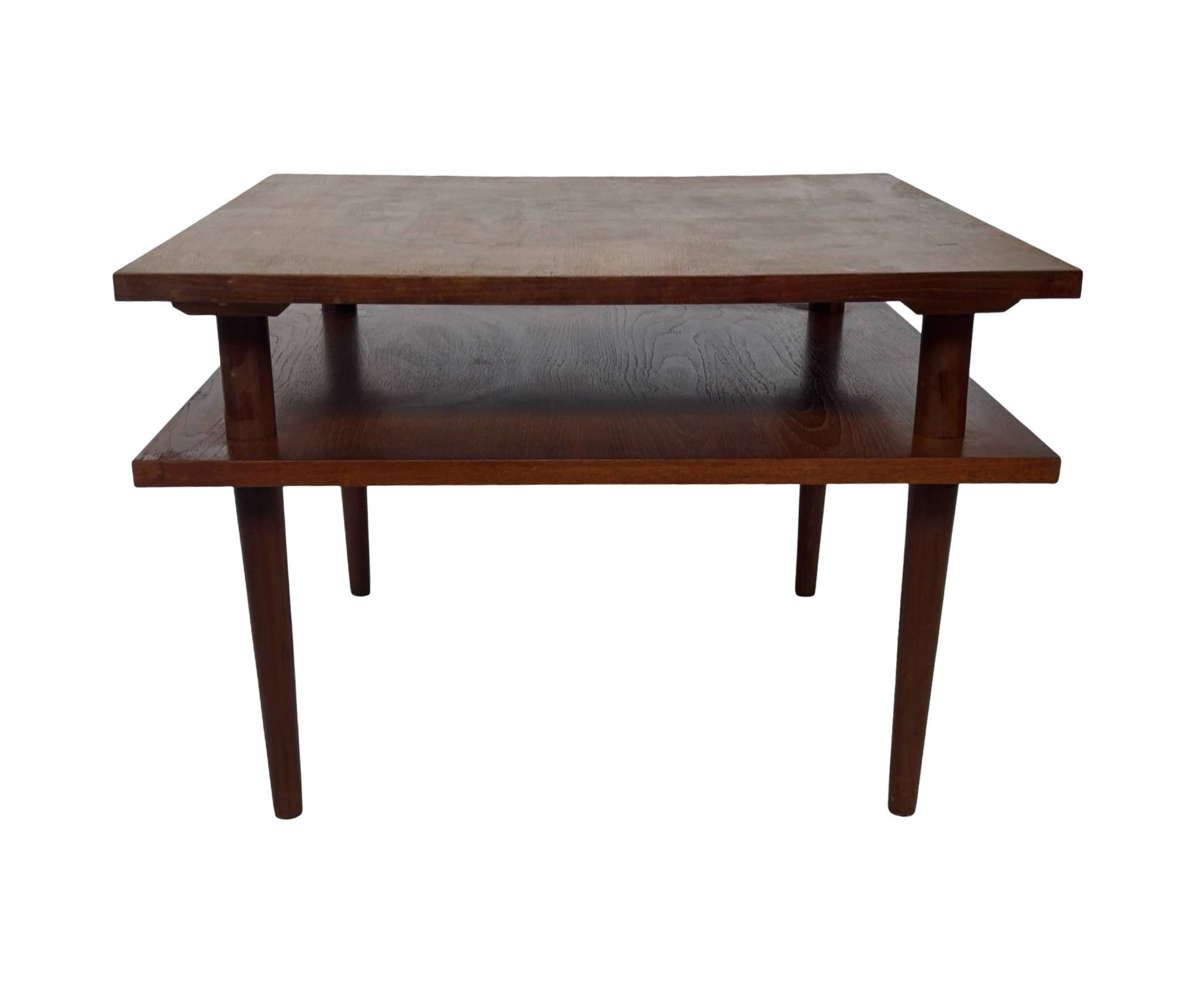 Table basse carrée vintage en placage de teck, design des années 1960