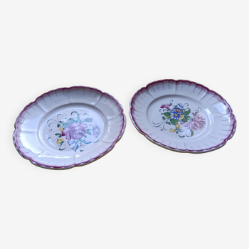 2 Desvres earthenware plates with Strasbourg decor by Henri Chaumeil? - Flower patterns