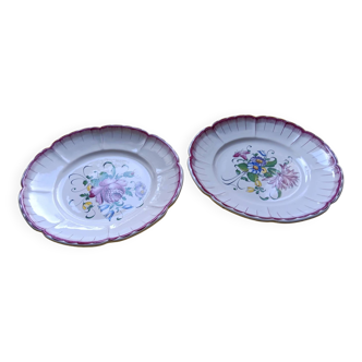 2 Desvres earthenware plates with Strasbourg decor by Henri Chaumeil? - Flower patterns