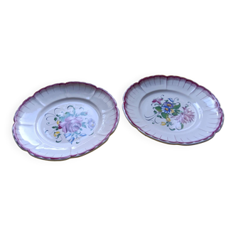 2 assiettes en faïence de Desvres décor Strasbourg de Henri Chaumeil ? - Motifs fleurs