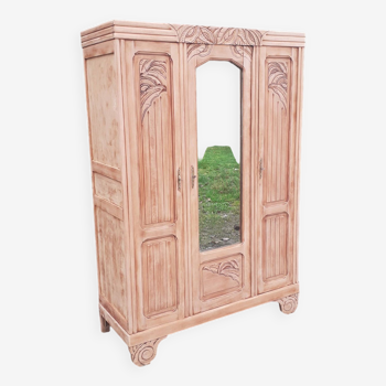 Armoire art déco 3 portes noyer bois brut