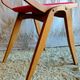 Solid wood chair with red fabric - 50's design