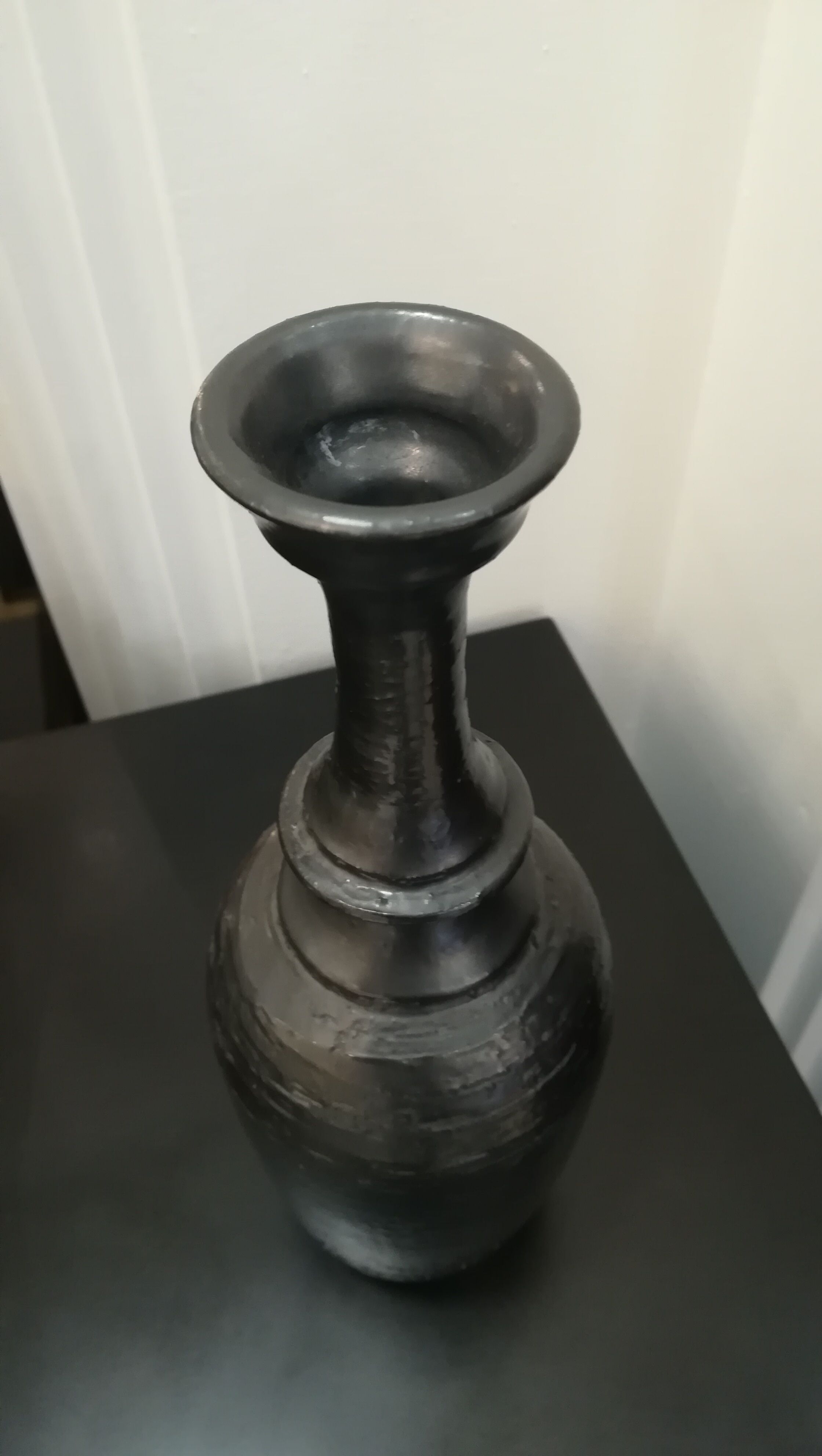 Vase of black enamelled terracotta, signed Jean Marais