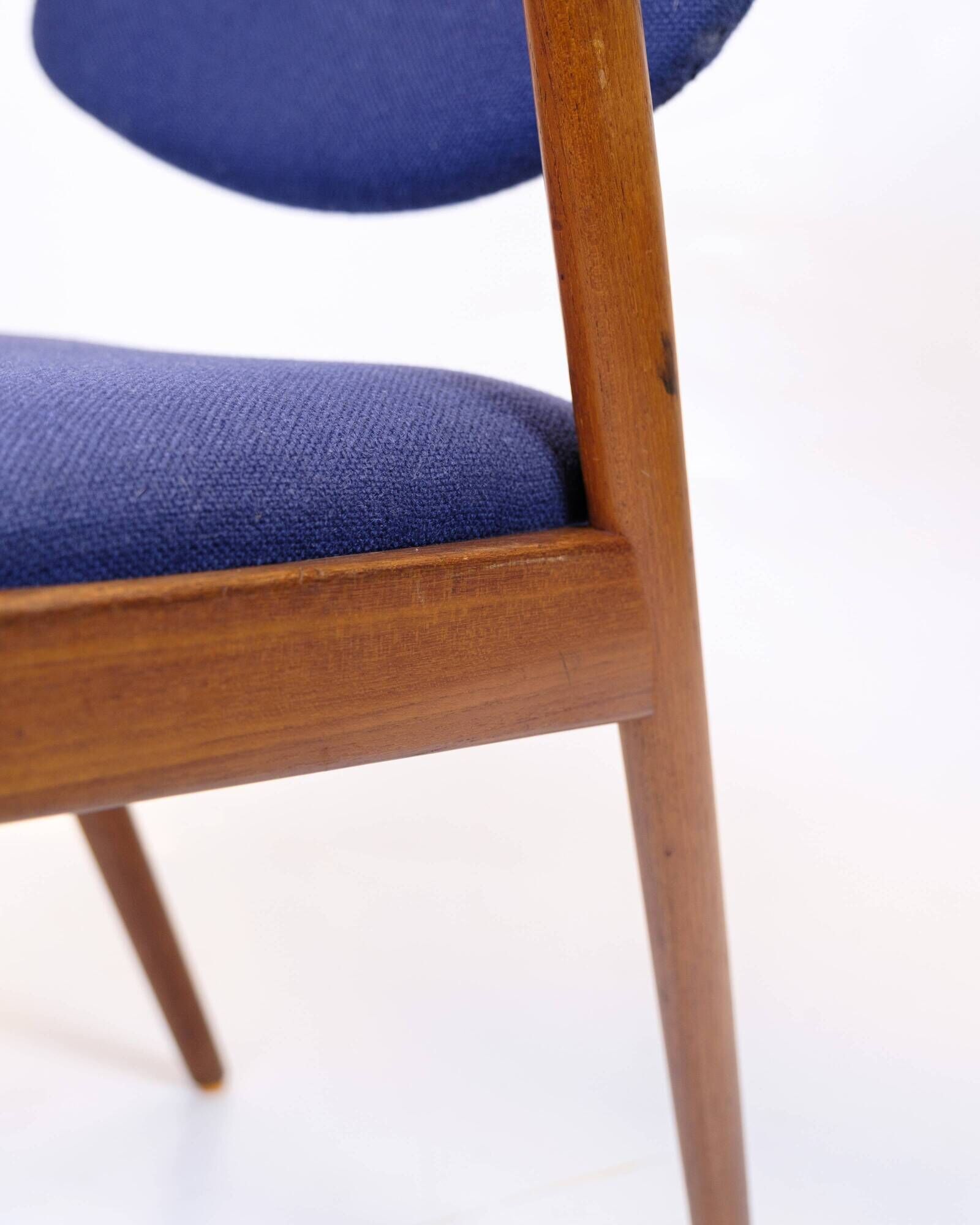 Set of six dining chairs - Model 42 - teak & blue fabric - Kai Kristiansen - Schou Andersen - 1960s