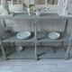 Console vintage 3 plateaux vert de gris