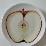 5 hand-painted dessert plates with stylised fruit designs.