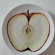 5 hand-painted dessert plates, decorated with stylised fruits.