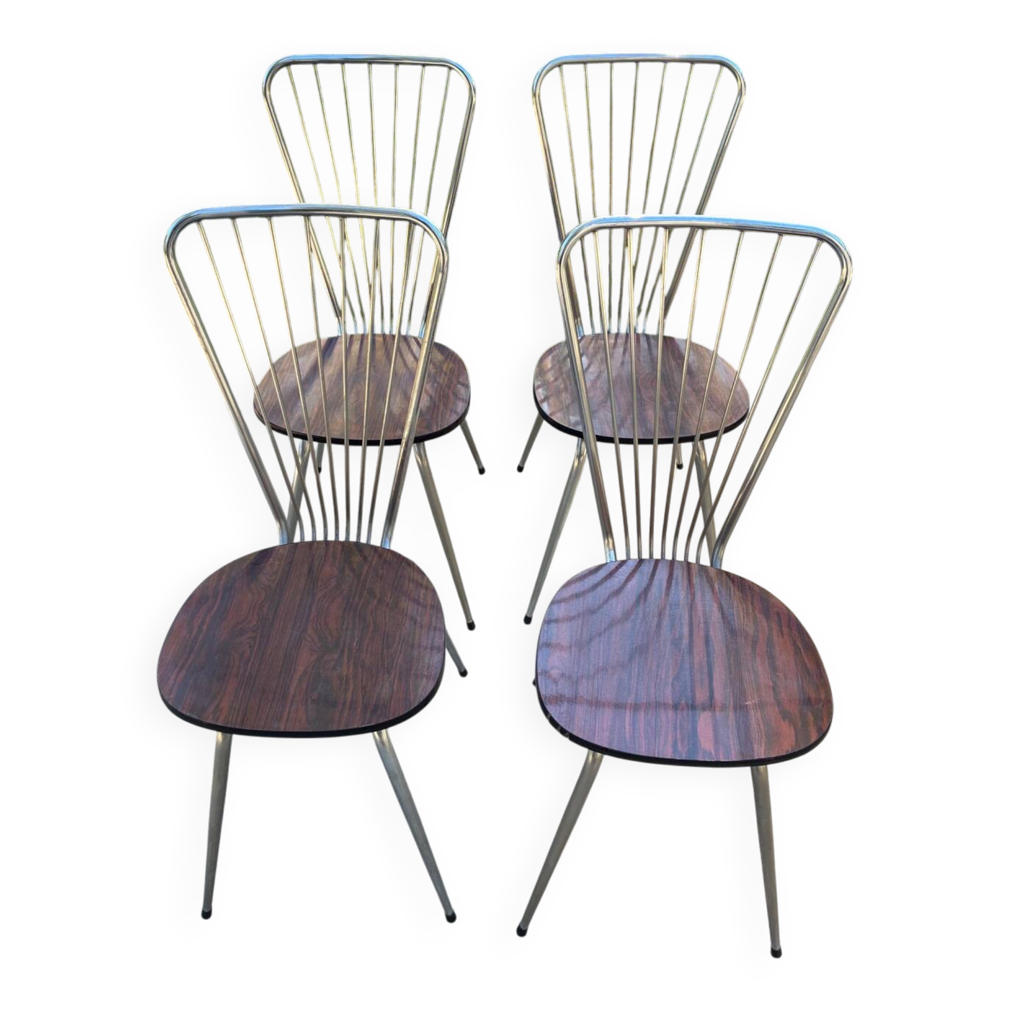 Set of 4 Formica chairs, 1960s style with metal frame.