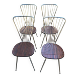 Set of 4 Formica chairs, 1960s style with metal frame.