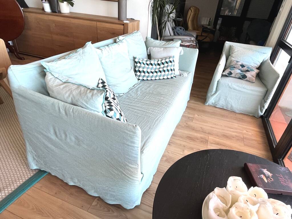Gervasoni ghost sofa + covers + matching armchair