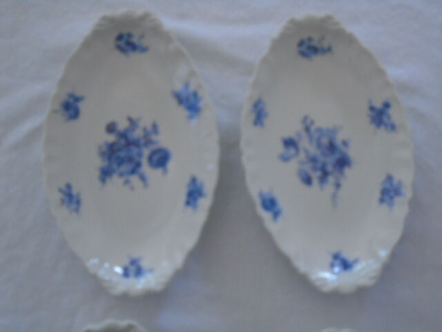 Set de 4 raviers coupelles porcelaine Limoges France fleurs bleues