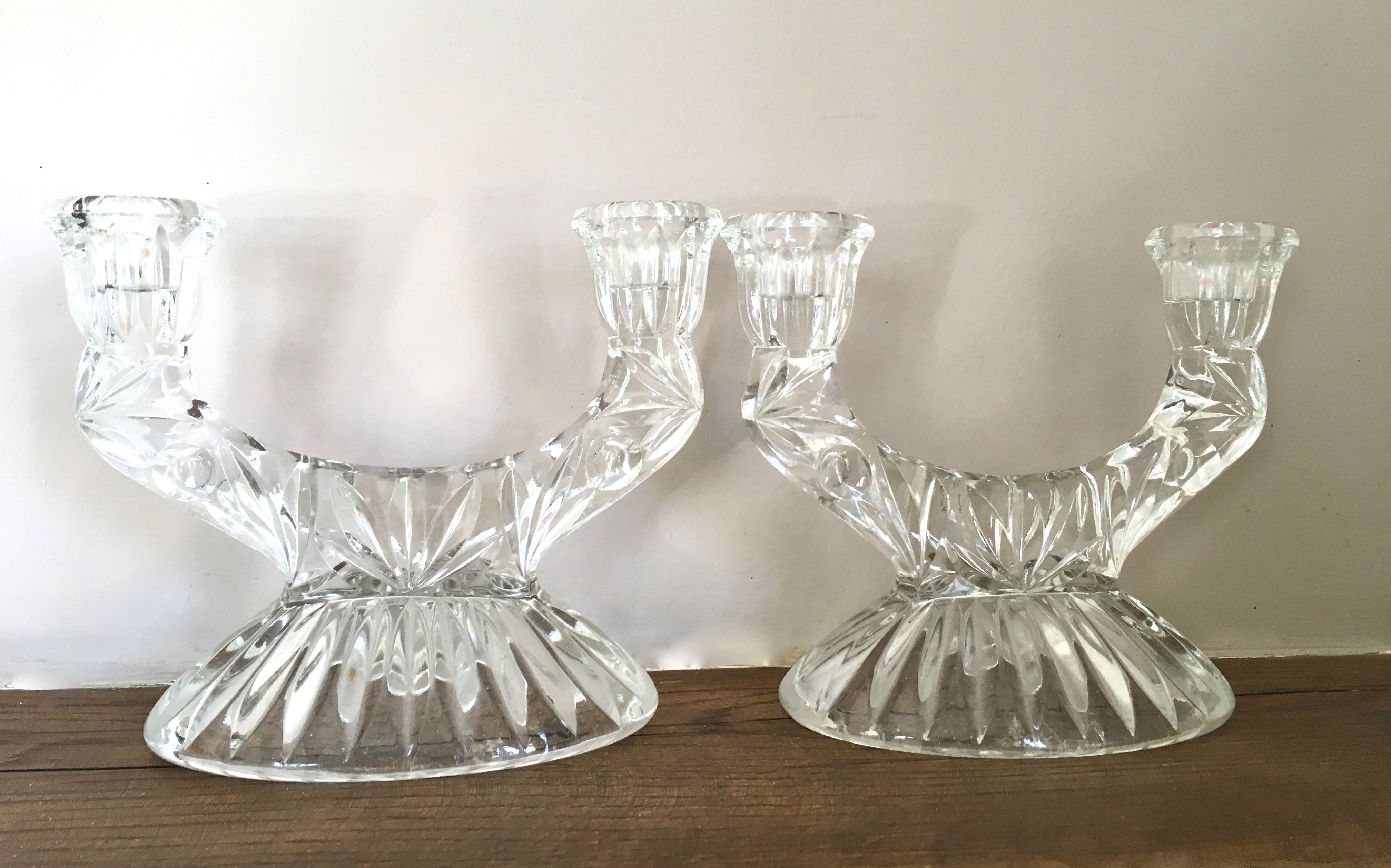 Pair of art deco candle holders