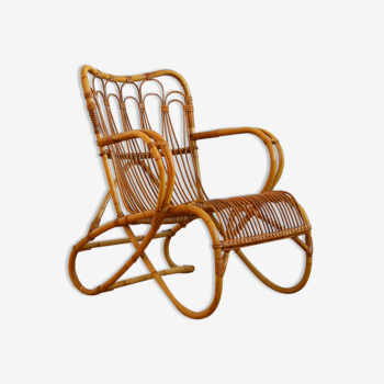 Rattan and bamboo chair by Dirk van Sliedregt for Rohe Noordwolde, 1950s