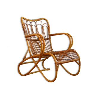 Rattan and bamboo chair by Dirk van Sliedregt for Rohe Noordwolde, 1950s