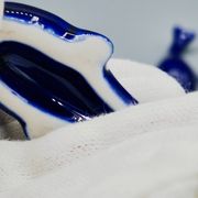 Set of 6 vintage blue porcelain whale knife rests.