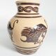 Vintage Ceramic Vase with Brown Bulls and Bands