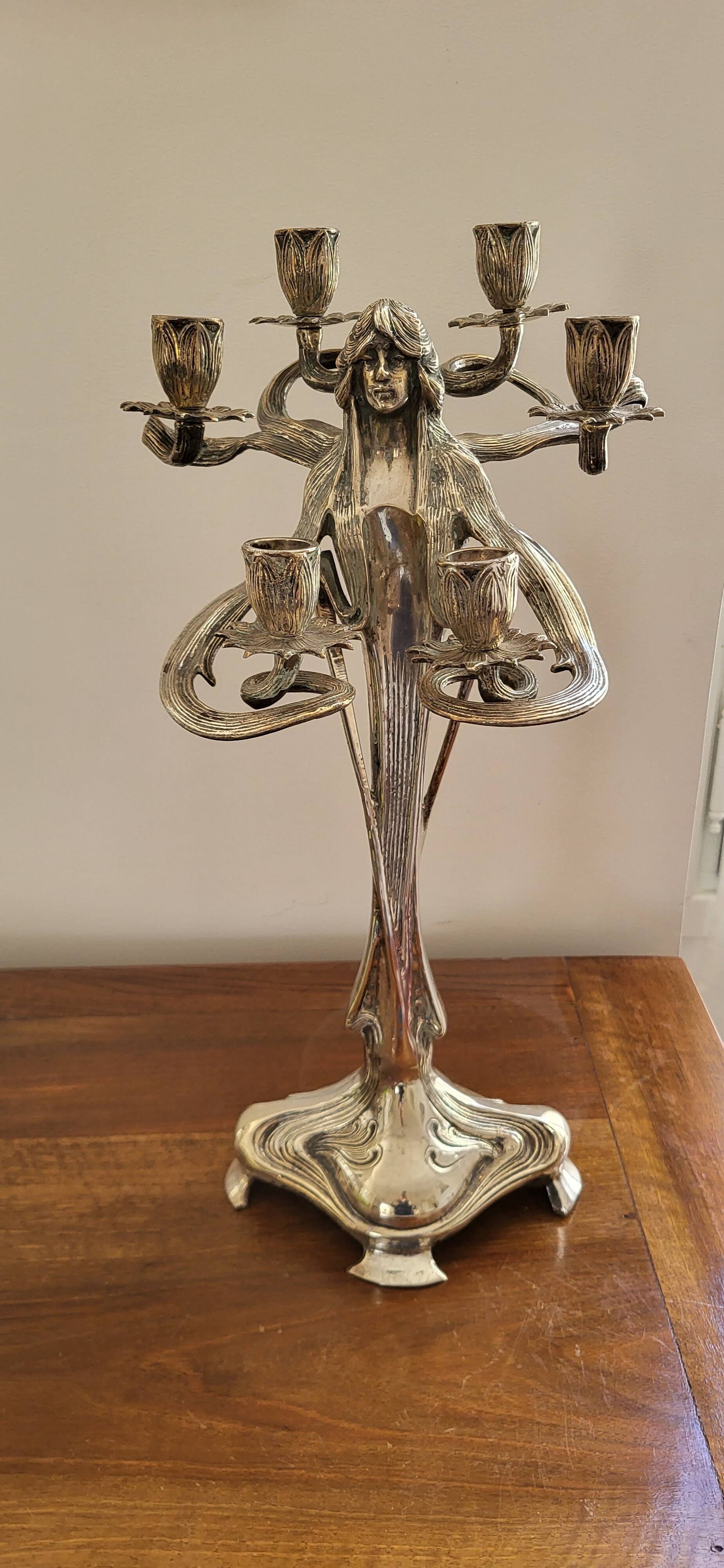 Chandelier à 6 branches art nouveau