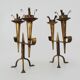 Large Pair of Vintage French Gold Wrought Iron 2 Candle Holders 60