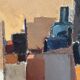 Large original Swedish oil on canvas - 'Blue Bottle and Books' by Gustav Adolf Johansson - 1962 - vintage and framed