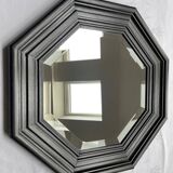 Octagonal beveled wooden mirror