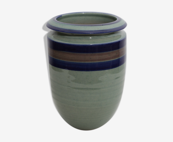 Vase grès vert 3 bande